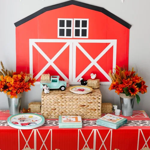 Miniatura 3 de Mantel de plástico desechable de granja para picnic, baby shower, cumpleaños, corral, granja, temática de animales, suministros de decoración