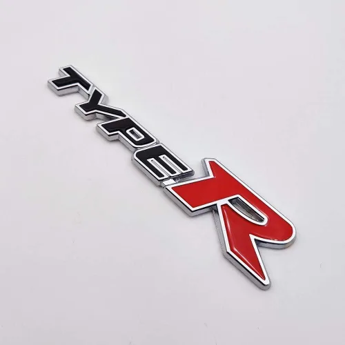 Miniatura 3 de Emblema de Coche de Metal Cromado con Logo Type-R, Insignia Deportiva de Carreras 3D Premium, Calcomanía Adhesiva de Poder Turbo (Negro y Rojo)