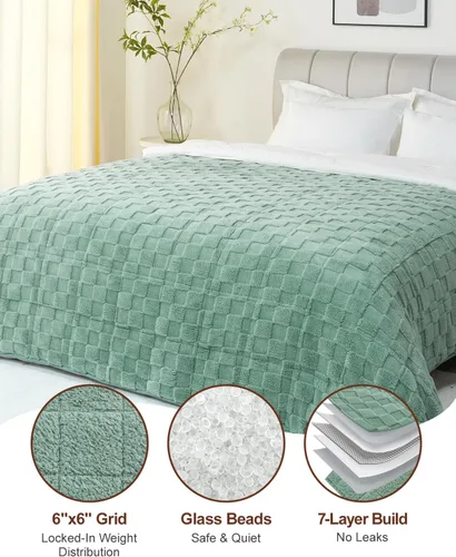 Miniatura 6 de Kivik - Mantas con peso de doble cara para adultos, mantas estampadas a cuadros, súper suaves y pesadas, para sofá y cama, con tela ultra esponjosa