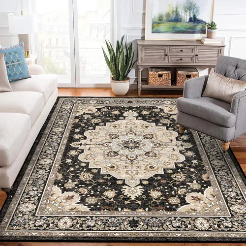 Miniatura 70 de Alfombra lavable de 2 x 3 pies para entrada: alfombras vintage con respaldo antideslizante para cocina, baño, alfombra resistente al agua