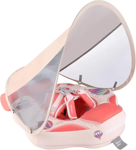 Miniatura 11 de GENTEACO Mambobaby Flotador de natación para bebé con toldo, flotador no inflable para piscina infantil con cola, de 3 a 24 meses, evita voltearse