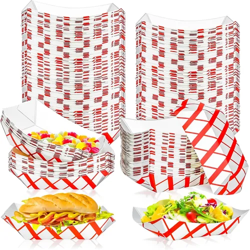 Miniatura 8 de Paquete de 100 Bandejas de Papel para Alimentos de 2 libras, Bandeja de Barco de Papel para Alimentos de Alta Resistencia Canasta de Servicio