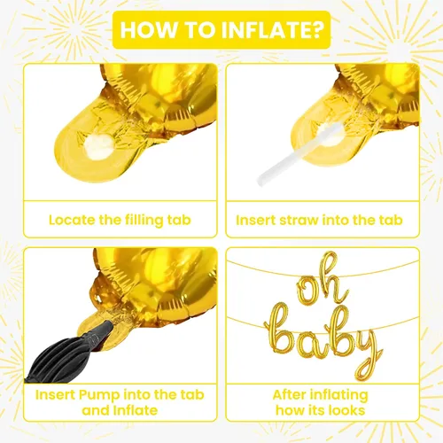 Miniatura 5 de KatchOn Letrero de globo dorado con texto en inglés "Oh Baby", 16 pulgadas, perfecto para baby showers y revelaciones de género