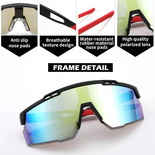 Miniatura 3 de FEISEDY Gafas de sol deportivas para hombres y mujeres, protección UV400, gafas de ciclismo, golf, béisbol, conducción, pesca, B0022 Lente espejada
