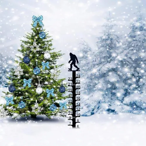 Miniatura 5 de LiveGo Iron Art - Medidor de nieve de 24 pulgadas, medidor de medición para exteriores, palo de medición de nieve desmontable de metal, estacas
