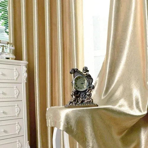 MYRU Juego de 2 paneles de cortinas doradas semiopacas para sala de estar, cortinas de flores en relieve para dormitorio (2 paneles de 39 x 84 Dorado