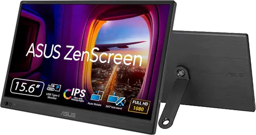 ASUS ZenScreen Monitor USB portátil de 16 pulgadas (MB169CK-P) - Full HD, IPS, Dual USB-C, cuidado de los ojos, sin parpadeo, filtro de luz azul,
