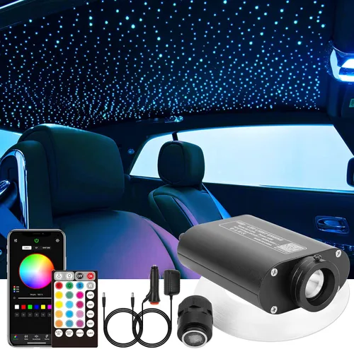 Miniatura 11 de CHINLY Kit de 260 luces de estrella de 16 W, 260 unidades, 6.5 pies, 0.03 pulgadas, luces de fibra óptica RGBW, aplicación y control remoto, kit
