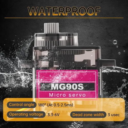 Miniatura 6 de Paquete de 2 micro servomotores MG90S con engranaje de metal 9G para helicóptero, avión, barco, robot inteligente, controles de automóvil