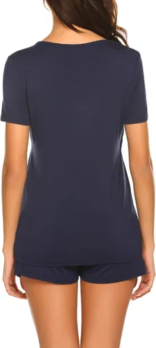 Miniatura 5 de Ekouaer - Conjunto de pijama de maternidad para el hospital o el hogar, con camiseta para lactancia y pantalón corto ajustable para el embarazo