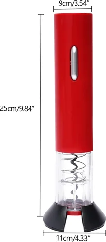 Miniatura 9 de Abrebotellas de vino eléctrico rojo, abridor automático de botellas de vino eléctrico con batería Sacacorchos de acero inoxidable con cortador