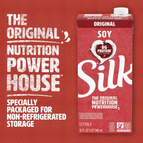 Miniatura 5 de Silk Leche de soja estable, original, sin lácteos, vegana, verificada por proyecto sin OMG, 1 cuarto de galón (paquete de 6)