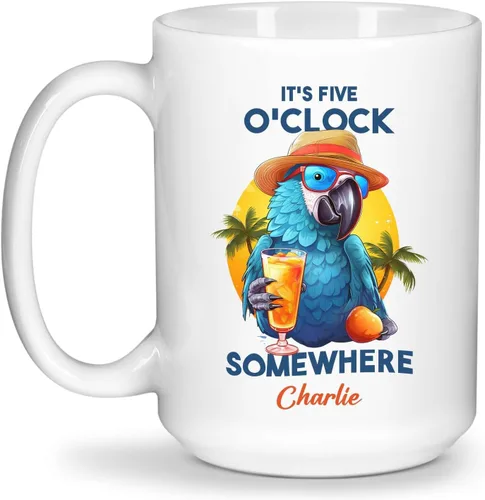 Miniatura 19 de Tazas de café blancas coloridas personalizadas de loro de 11 oz 15 onzas regalo para los amantes de los loros, regalos de taza de viaje de loro