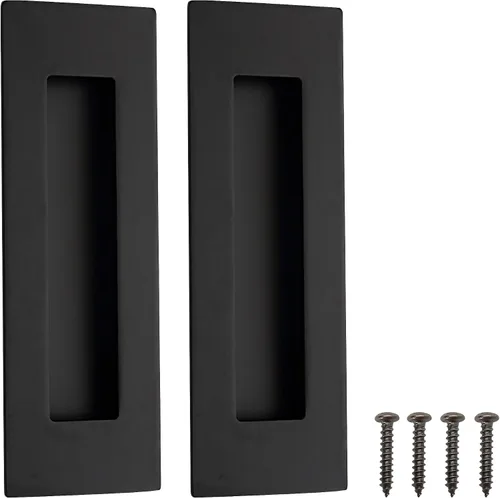 Miniatura 19 de Malimali Tiradores Empotrados al Ras para Dedos - Herrajes de Tirador de Puerta Rectangular de Acero Inoxidable Negro Mate de 6 Pulgadas