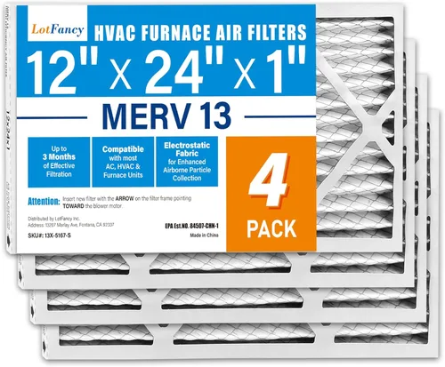 Miniatura 11 de LotFancy Filtro de aire MERV 8 de 12 x 24 x 1, paquete de 4 unidades, tamaño real: 11.75 x 23.75 x 0.75 pulgadas, reemplazo plisado para horno