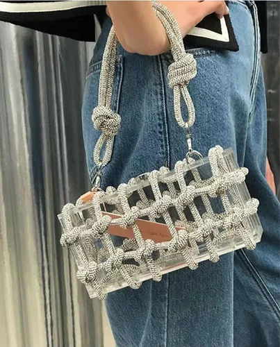 Miniatura 5 de Bolso de noche para mujer, bolso de mano transparente, bolso de moda, bolso cruzado, Negro