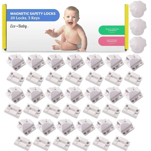 Miniatura 6 de Eco Baby - Cerraduras magnéticas para gabinetes para bebés, cerraduras magnéticas a prueba de bebés, cerraduras infantiles para armarios, cajones