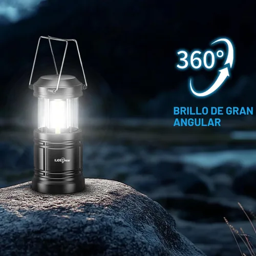 Miniatura 5 de Linterna de camping LED de ILEEDear, luces operadas por batería, brillo ajustable para camping, emergencias, cortes de energía, linternas plegables