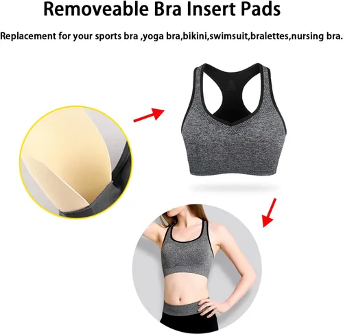 Miniatura 2 de 3 Pairs Removeable Triangle Bra Pads Inserts for Bikinis Top, SportYoga Bra, Swimsuit, AB,CD Cups Optional-Beige