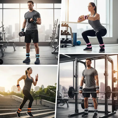 Miniatura 6 de APEXUP 10 libras/par de pesas de tobillo ajustables para mujeres y hombres, correas de peso modularizadas para piernas para yoga, caminar, correr