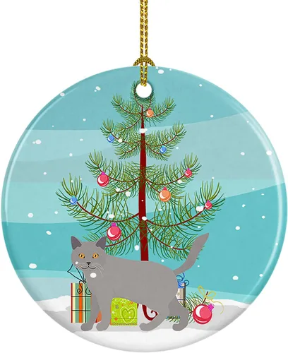 Miniatura 184 de Caroline's Treasures Adorno de cerámica con texto en inglés "Merry Christmas" para colgar en el árbol de Navidad, decoración para el hogar, Navidad