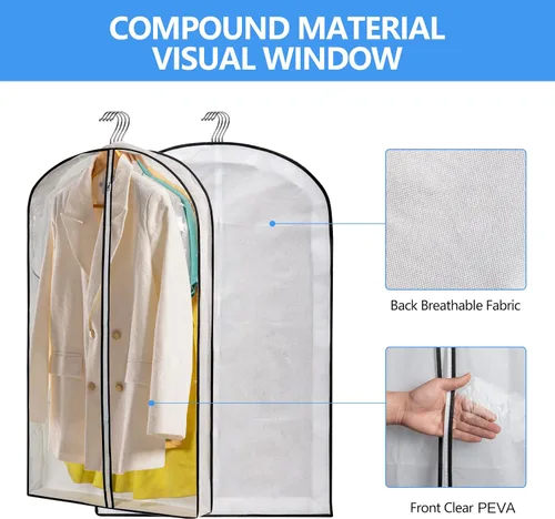 Miniatura 5 de Mskitchen Almacenamiento de ropa colgante con fundas reforzadas de 4 pulgadas (juego de 6) – Traje transparente, suéter, camisa, protectores