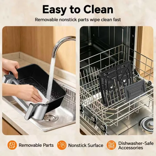 Miniatura 8 de Emphsism Freidora de aire grande de doble zona de 12 cuartos con divisor, cocina a juego y acabado inteligente, freír al