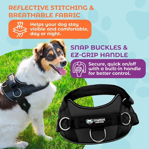 Miniatura 4 de Joyride Basic Essential Dog Harness 1.0 - Perros pequeños, medianos y grandes, chaleco para mascotas sin tirones con 3 anillos laterales