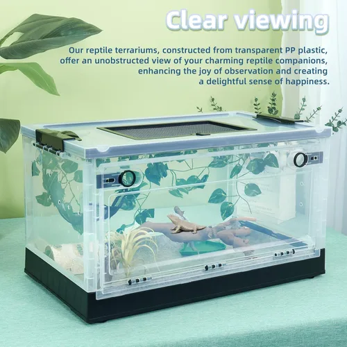 Miniatura 3 de Terrarios de reptiles plegables grandes, tanques de serpiente y recintos para dragones barbudos, iguanas, lagartos, geckos con cresta, vistas Negro