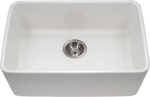 Houzer Platus Fireclay Series Farmhouse - Fregadero de cocina de 24 pulgadas con un solo tazón, duradero, resistente a las astillas y a las grietas