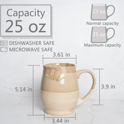 Miniatura 2 de Bosmarlin - Taza de cerámica mate extra grande, 25 onzas, apta para lavavajillas y microondas, taza grande y sobredimensionada para té, esmalte