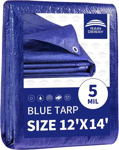 Miniatura 78 de RAINDEWAY Tarps - Lona impermeable de color azul de 4 x 16 pies de grosor, resistente a desgarros, multiusos, para techo, campamento, automóvil
