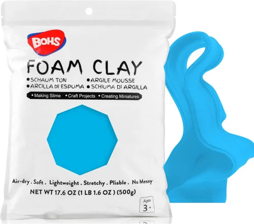 BOHS Arcilla de espuma de modelado azul cielo, 1.1 libras, esponjosa, suave, seca al aire, para espejo de flores, cosplay, hornear falso,