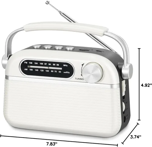 Miniatura 7 de PRUNUS J-130 Radio portátil AM FM, para papá y mamá, alimentación de CA, funciona con baterías/radio recargable para uso de emergencia, radios