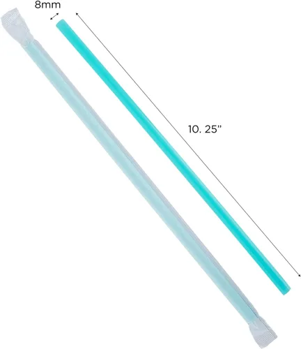 Miniatura 2 de Karat C9125 (Aqua) Pajitas gigantes de 10.25 pulgadas (0.315 in de diámetro), envueltas en papel, aguamarina (caja de 1200)