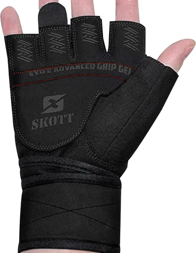 Miniatura 2 de Guantes de levantamiento de pesas skott Evo 2 con soporte de muñequera integrado - Doble costura para mayor durabilidad - Ponte