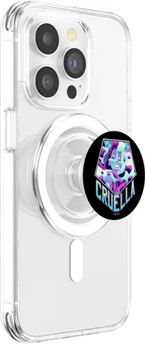 Miniatura 3 de Disney Villains Cruella Neon Portrait PopSockets MagSafe PopGrip para iPhone