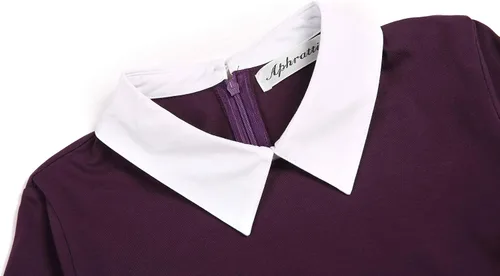 Miniatura 4 de Aphratti - Vestido casual de manga corta para mujer con cuello de Peter Pan