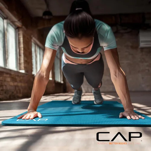 Miniatura 6 de CAP Barbell Colchoneta de yoga y ejercicio de alta densidad de 1/2 pulgada con correa Múltiples opciones Verde azulado