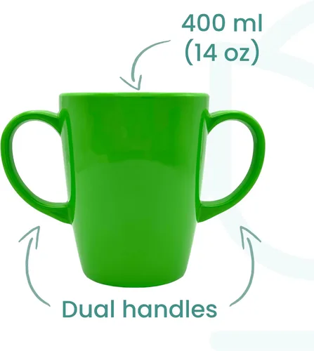 Miniatura 6 de Taza de melamina con dos asas, ligera, 4.44 oz, capacidad de 13.5 fl oz/14 onzas, taza para beber, taza para beber para adultos (verde)