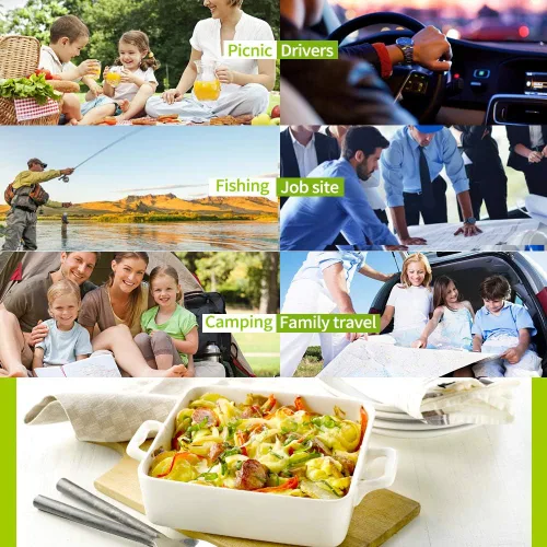 Miniatura 7 de Horno portátil, calentador de alimentos para automóvil de 12 V, portátil, mini horno personal, lonchera eléctrica con calefacción para comidas