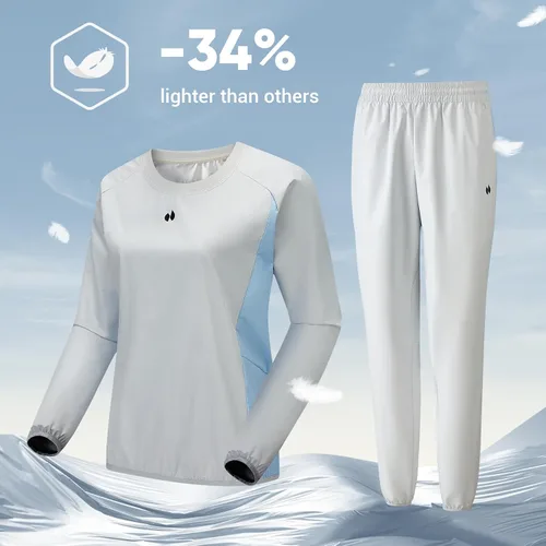 Miniatura 3 de HOTSUIT Traje de sauna para mujer, duradero, gimnasio, entrenamiento, sauna, chaqueta, pantalones, trajes de sudor Chaqueta y pantalón blanco