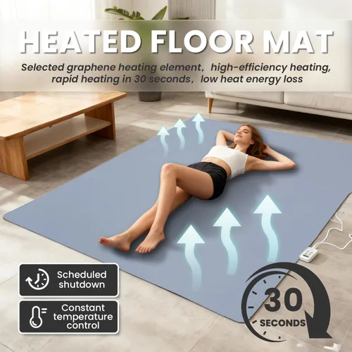 Miniatura 3 de Alfombra Térmica para Piso, Alfombrillas Térmicas para Piso con Temperatura Ajustable y Temporizador de 12 Horas, Alfombra Eléctrica de Calefacción