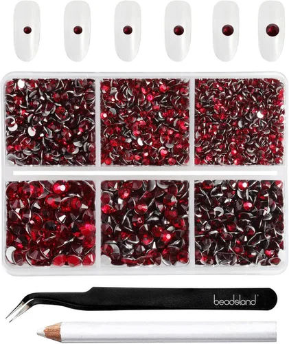 Miniatura 14 de BEADSLAND 4300 piezas de diamantes de imitación con parte plana, diamantes de imitación transparentes para uñas, gemas de cristal redondas