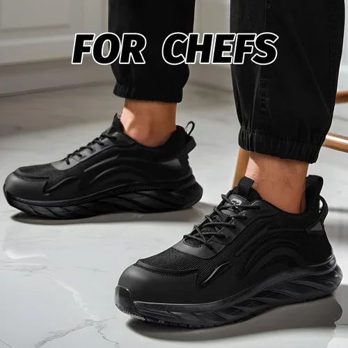 Miniatura 6 de Zapatos de trabajo antideslizantes para hombre, antideslizantes, para cocina, restaurante y servicio de alimentos, ligeros, transpirables, zapatos