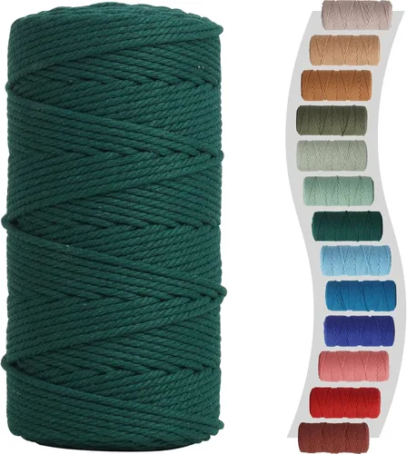 Miniatura 69 de Cordón de macramé de 1/8 pulgadas 220 yardas (200 metros) suministros naturales de macramé, hilo de macramé, cuerda de algodón de color, cuerda