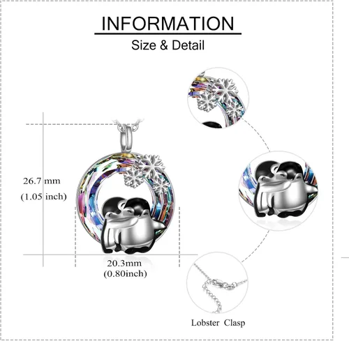 Miniatura 3 de Pingüinosperezosospandasbúhospanda rojojirafagatosllamasdinosaurioosocerdo monoconejito de Pascua, regalos de pingüinos, plata de ley 925, joyería