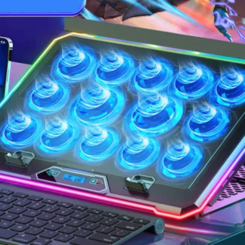 Miniatura 5 de Sanpyl Almohadilla de enfriamiento para laptop, enfriador de laptop con 10 ventiladores turbo para portátiles de 12 a 19 pulgadas, 5 velocidades
