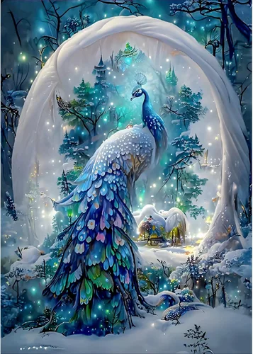 SENQAO Kits de Pintura de Diamantes de Pavo Real para Adultos, Pintura de Diamantes de Pavo Real DIY 5D Taladro Completo Kit de Arte de Diamantes