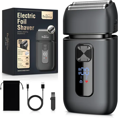 Brightup - Afeitadoras eléctricas de lámina para hombres - Maquinilla de afeitar eléctrica suave y de corte cercano para hombres con recortador